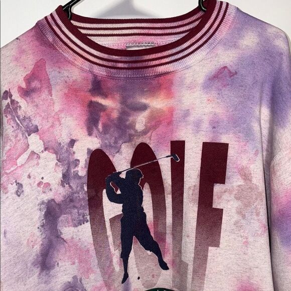 Pink and Purple Tie-Dye Sweatshirt with Ribbed Crew Neck - Picture 2 of 7